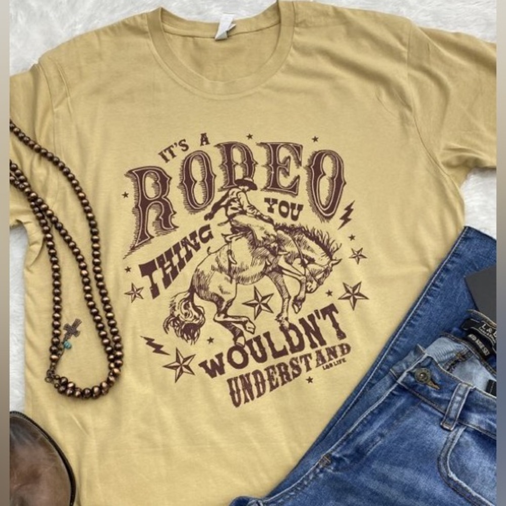 Graphic Women's Rodeo T-Shirt Mustard NWT